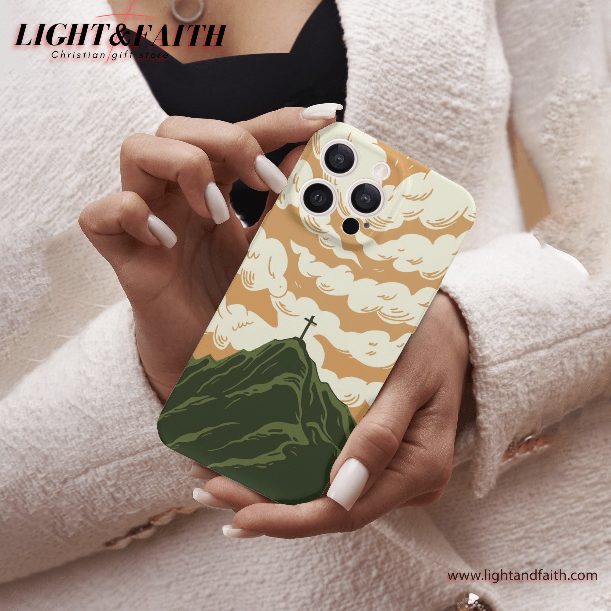 Cross on the Mountain Phone Case, Christian Phone Case, Bible Verse Phone Case, Religious Gift, PCLAF39